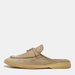 Loro Piana Babouche Charms Walk Size 38.5 Grey Suede Mules